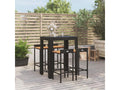 Elariva ZFSZ11521 5-piece black poly rattan/solid wood garden bar set