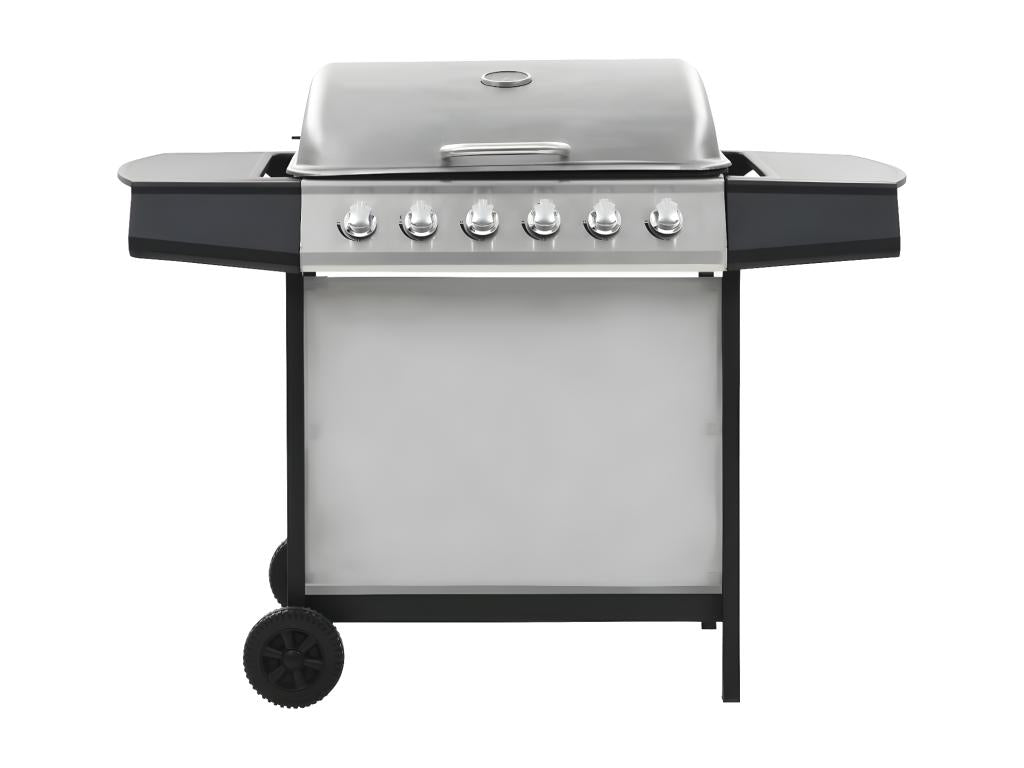 Gas barbecue with 6 cooking zones, stainless steel, silver, RXNZ40958