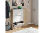 4-Door Shoe Cabinet, White/Light Oak - Boisona - W 106 x D 22 x H 115 cm YAUG75930
