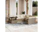10-piece beige resin wicker garden furniture set with cushions EWKJ89044