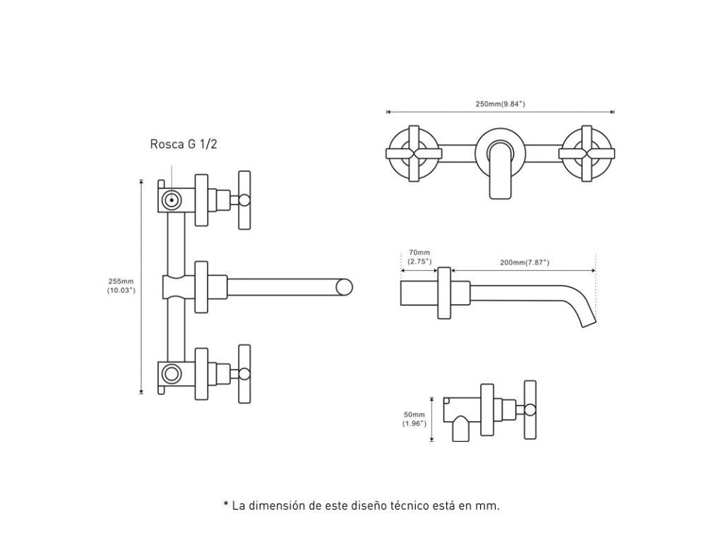 HMDL49712 Matte Black Wall-Mounted Basin Mixer