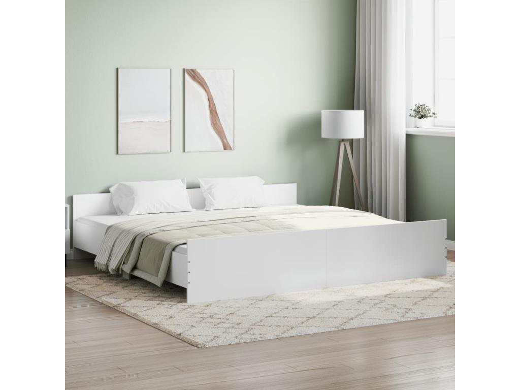 Bed frame with headboard/footboard, white, 200x200 cm, TETA55578