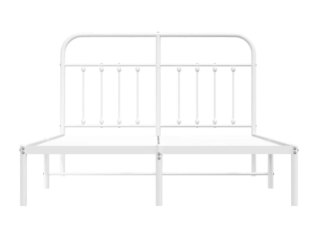 Metal bed frame without mattress and white headboard 135x190 cm YKTT29950