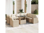 10-piece beige resin wicker garden furniture set with cushions VFMY30684
