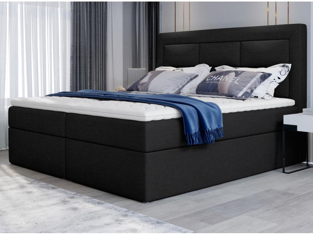 Boisona black fabric continental bed - Sleeping area 140x200 cm AXNZ47541
