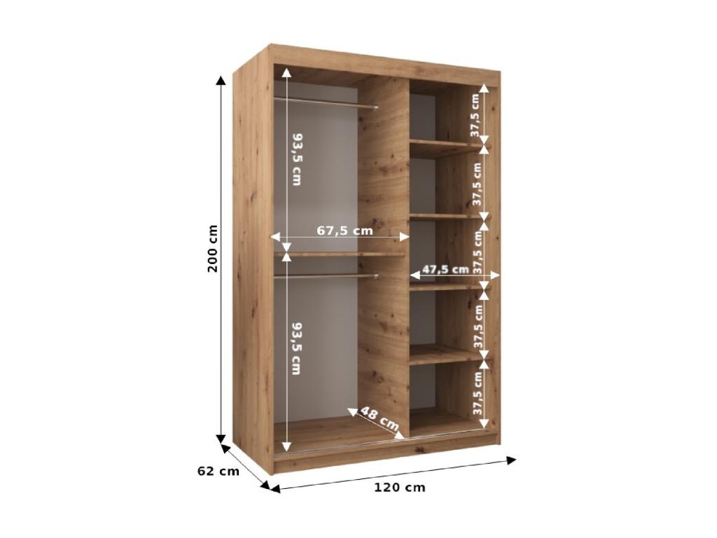 T3 Wardrobe with Sliding Doors 200/120/62 2 Doors OZLQ43202