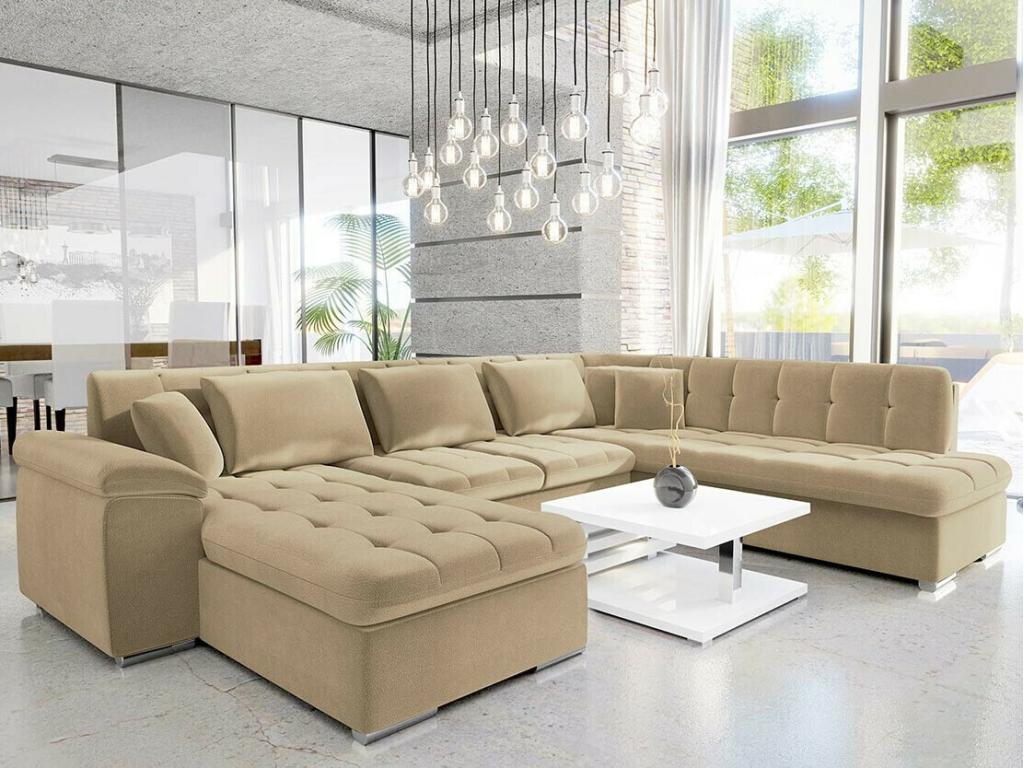 Corner sofa 180 Light brown Sleeping function 348x205x76cm NROT86100
