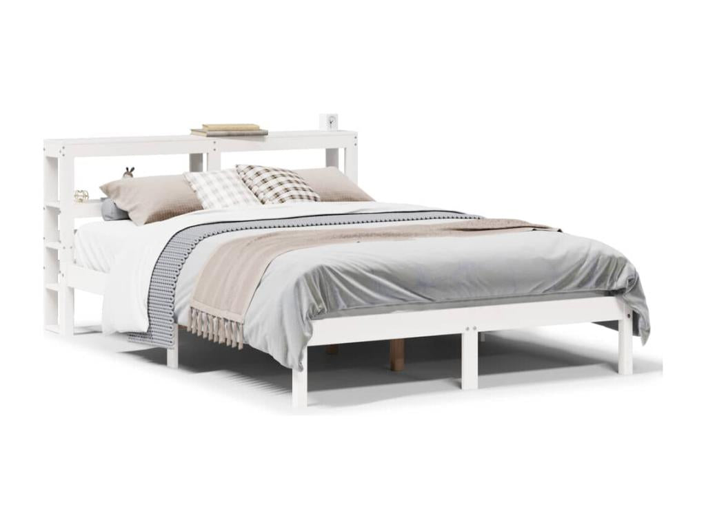Bed frame without white mattress 160x200 cm solid pine wood TBCO81530