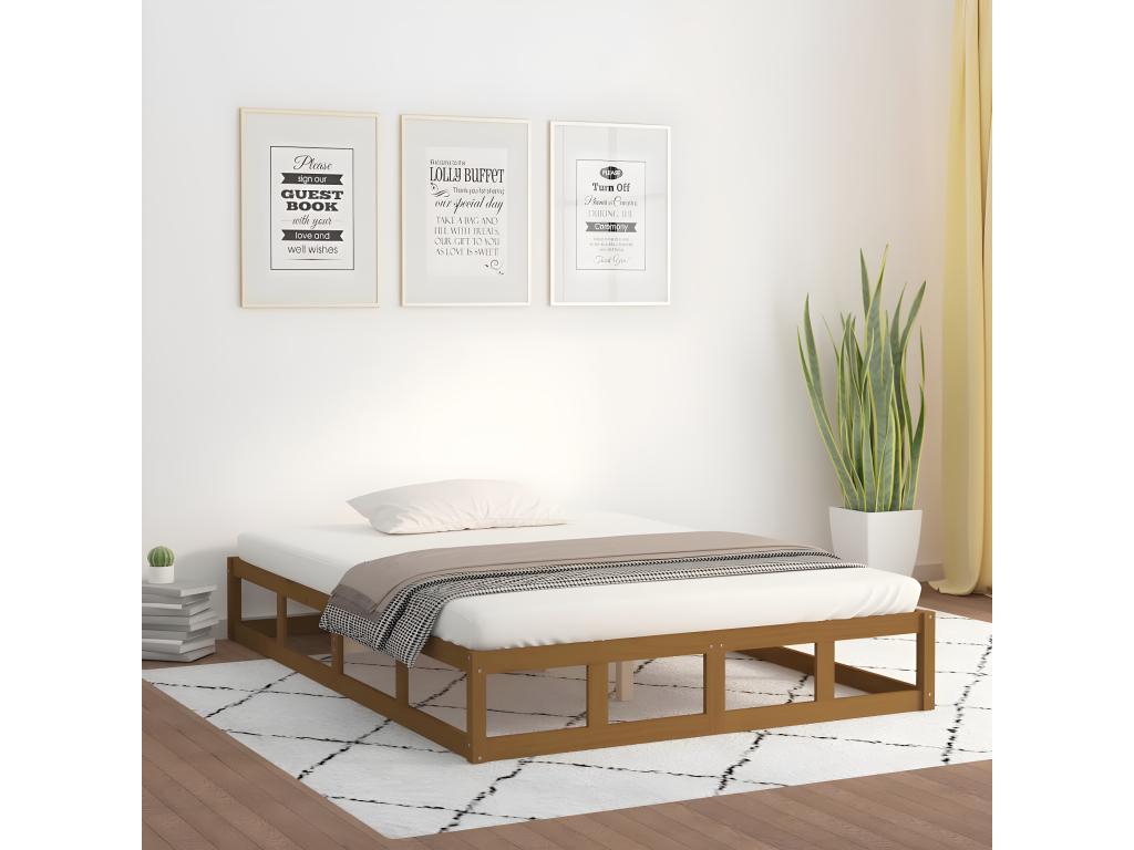 Bed frame without mattress honey brown 120x190 cm solid wood ZWJZ18280