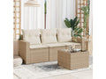 4-piece beige resin wicker garden furniture set with cushions FKVO26691