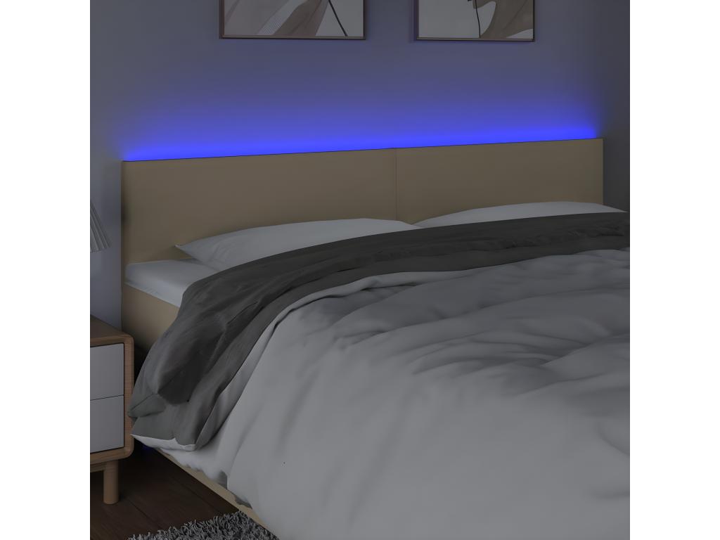 Cream LED Headboard 180x5x78/88 cm Fabric RPVN97716
