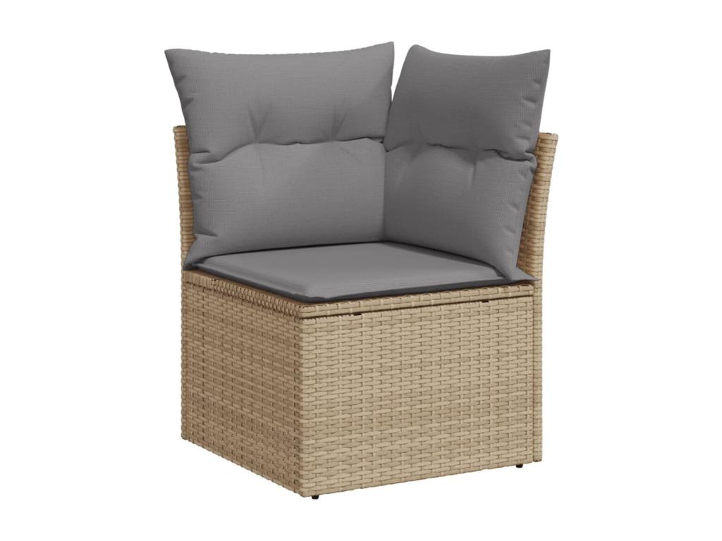 4-piece beige woven resin garden furniture set with cushions CDJO79660
