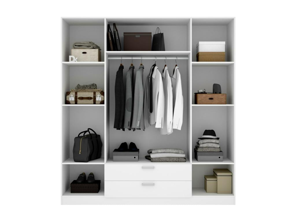 Large Wardrobe Bedroom Furniture Walk-in Closet Clothes Closet 200x52 h215 cm White DNHE46617