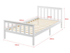 Elariva IDBI10262 100x200 cm White Matte Lacquered Pine Wood Bed Frame