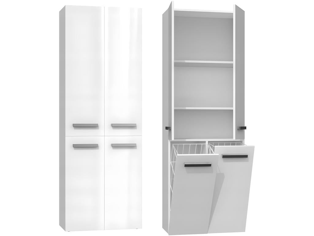 Elariva - Bathroom cabinet with two baskets - Minimalist handles - Dimensions 174x60x30 - Storage column RLYK57809