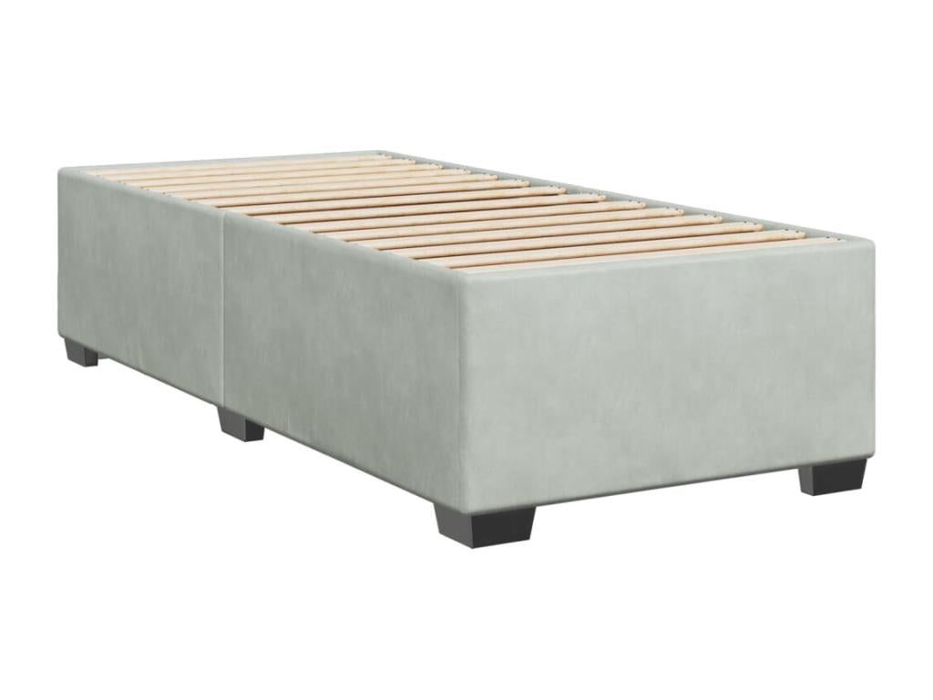 Bed base and mattress, light grey, 90x200 cm, velvet, HMPW25626