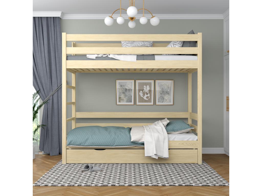 Wooden bunk bed - with drawer for mattress N03 Light Pine 100x180 OATV51062