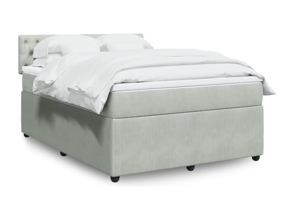 Bed base and mattress, light grey, 140x200cm, velvet, QDDC30409