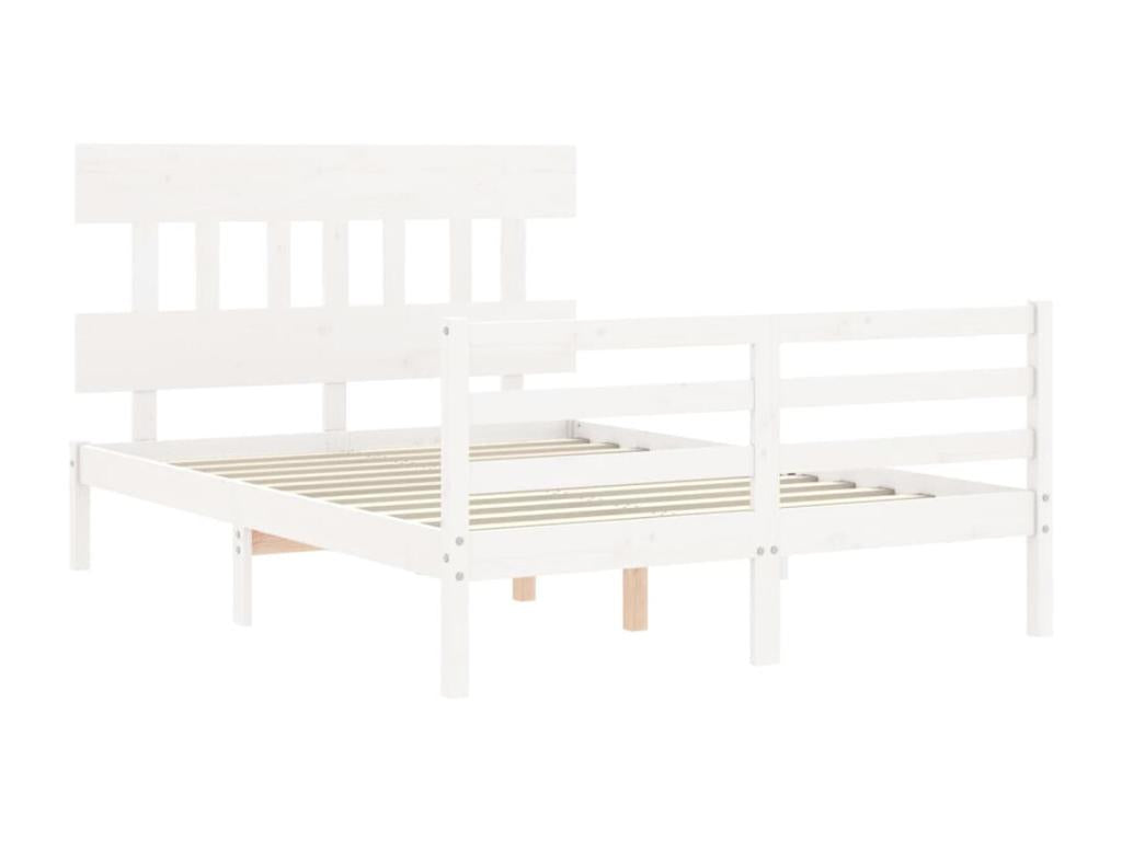 White solid wood bed frame without mattress VJDV78245