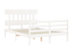 White solid wood bed frame without mattress VJDV78245
