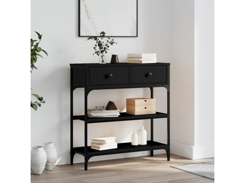 Black console table 72.5x25x75 engineered wood QVLV15343