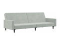 2-seater sofa bed with footrest, light grey velvet ZVMI69175