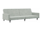 2-seater sofa bed with footrest, light grey velvet ZVMI69175