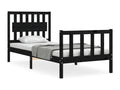 Bed frame with simple black headboard, solid wood PMBV93337