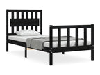 Bed frame with simple black headboard, solid wood PMBV93337