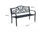 Black garden bench with steel legs and cast iron backrest, 127 cm wide WHTR68624