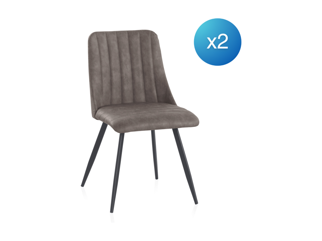 Set of 2 upholstered chairs with black metal legs XYEE62679