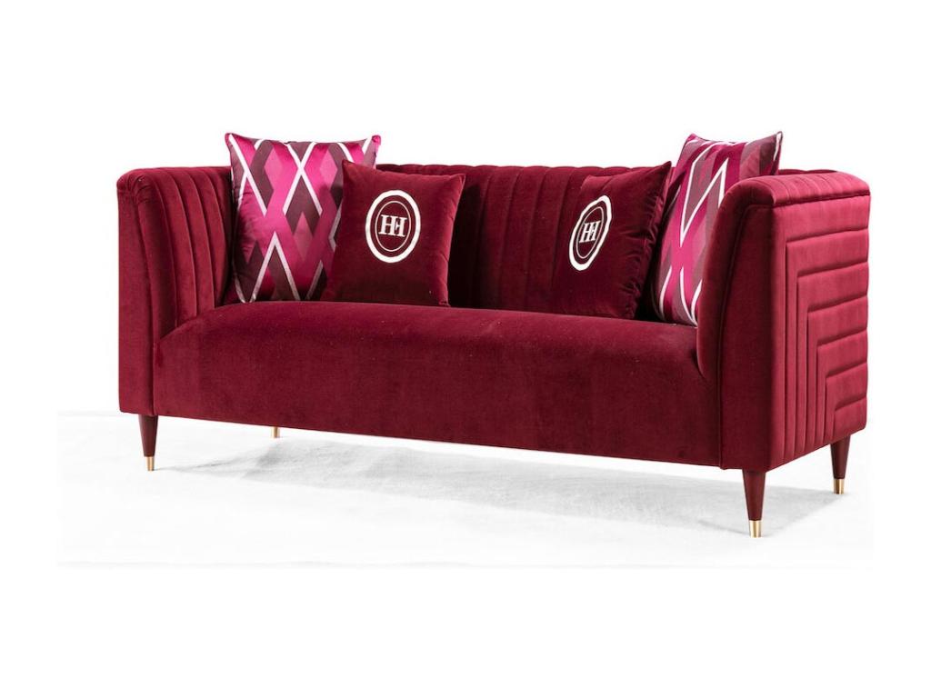 Boisona 2-seater velvet sofa - Bordeaux FESC32981