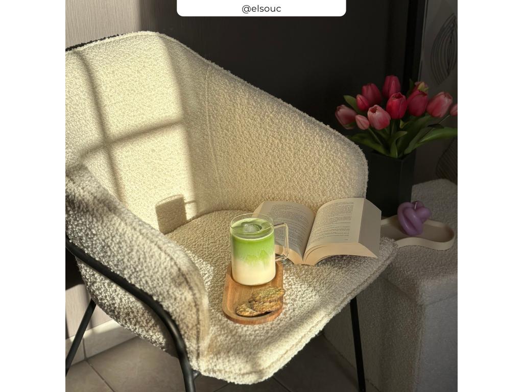 White bouclé wool-effect chair with metal legs - Tuscany VIOK67207