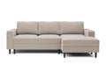 Corner sofa - 230 cm - L-shaped with storage compartment - water-repellent velvet - beige - right-hand side - Elariva ELJM17408