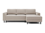 Corner sofa - 230 cm - L-shaped with storage compartment - water-repellent velvet - beige - right-hand side - Elariva ELJM17408