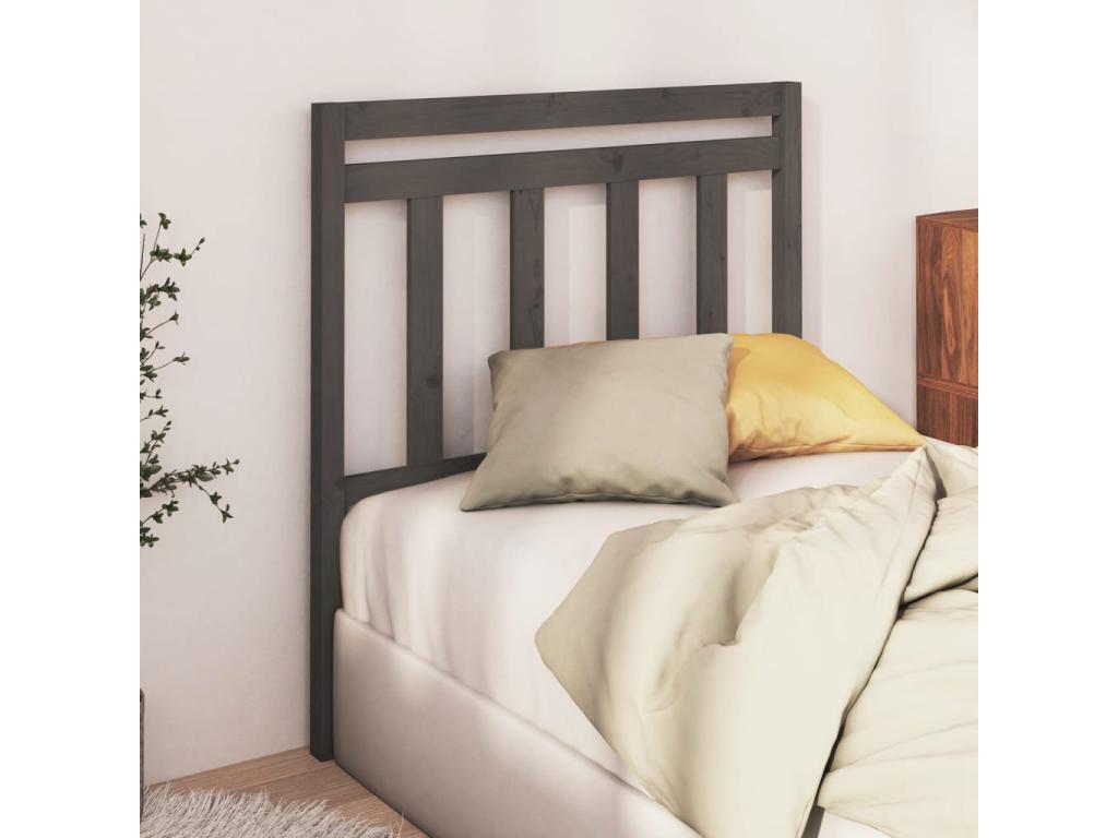 Grey Headboard 81x4x100 cm Solid Pine Wood EOFZ01925