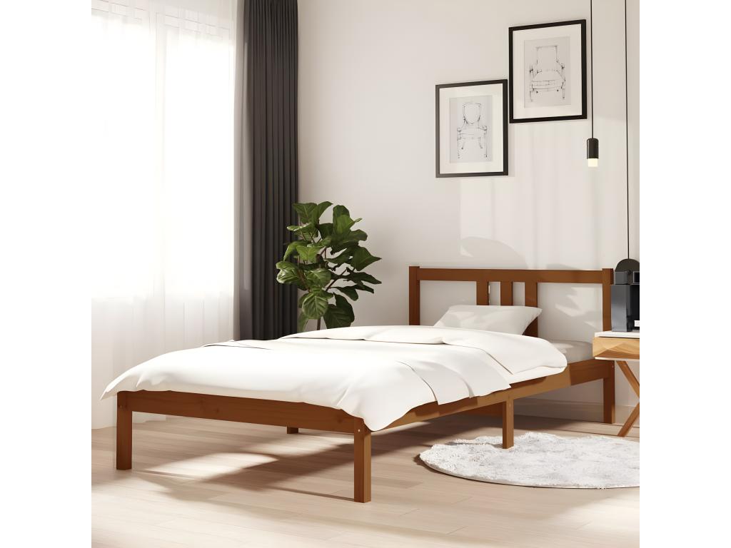Bed frame without mattress, honey brown, solid wood, 100x200 cm, FAVO05492