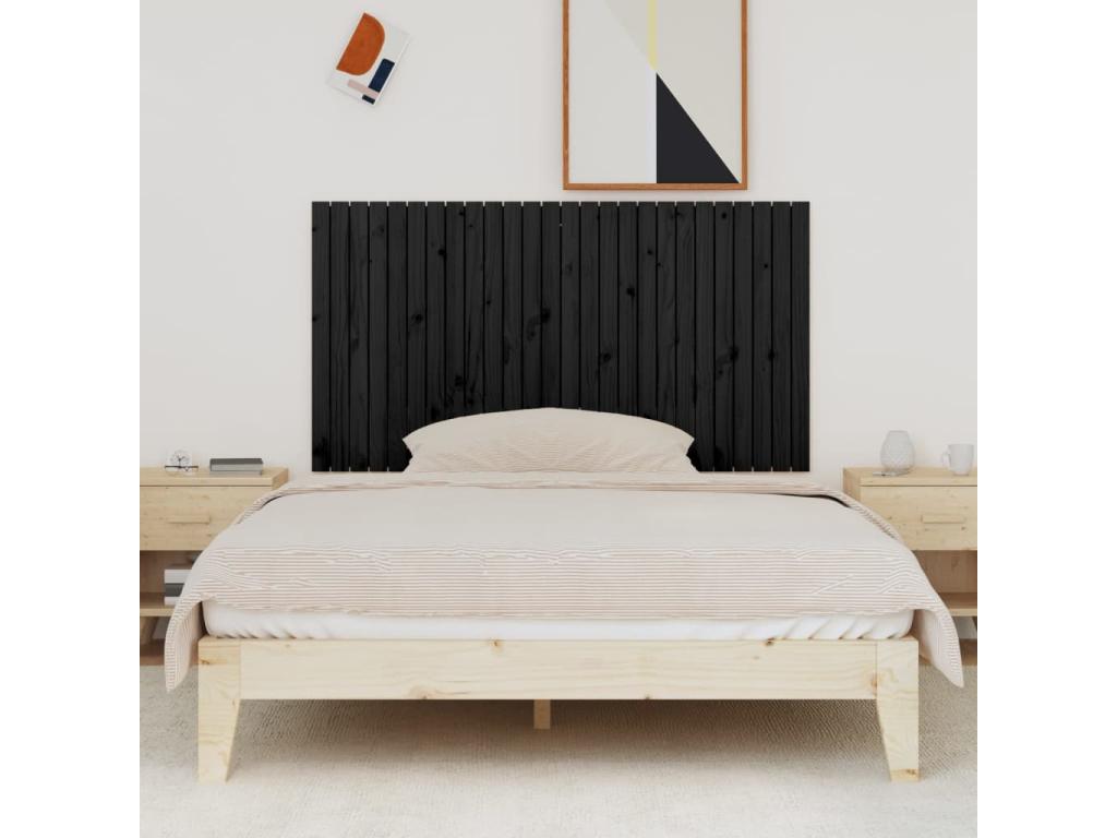 Wall-mounted headboard, black, 166x3x90 cm, solid pine wood, GSMJ61151