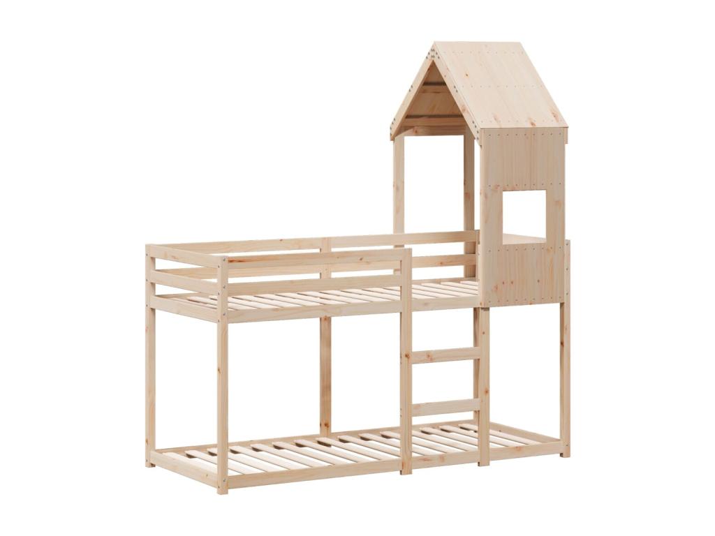 Bunk bed with roof 90x190 cm solid pine wood NGKO74272