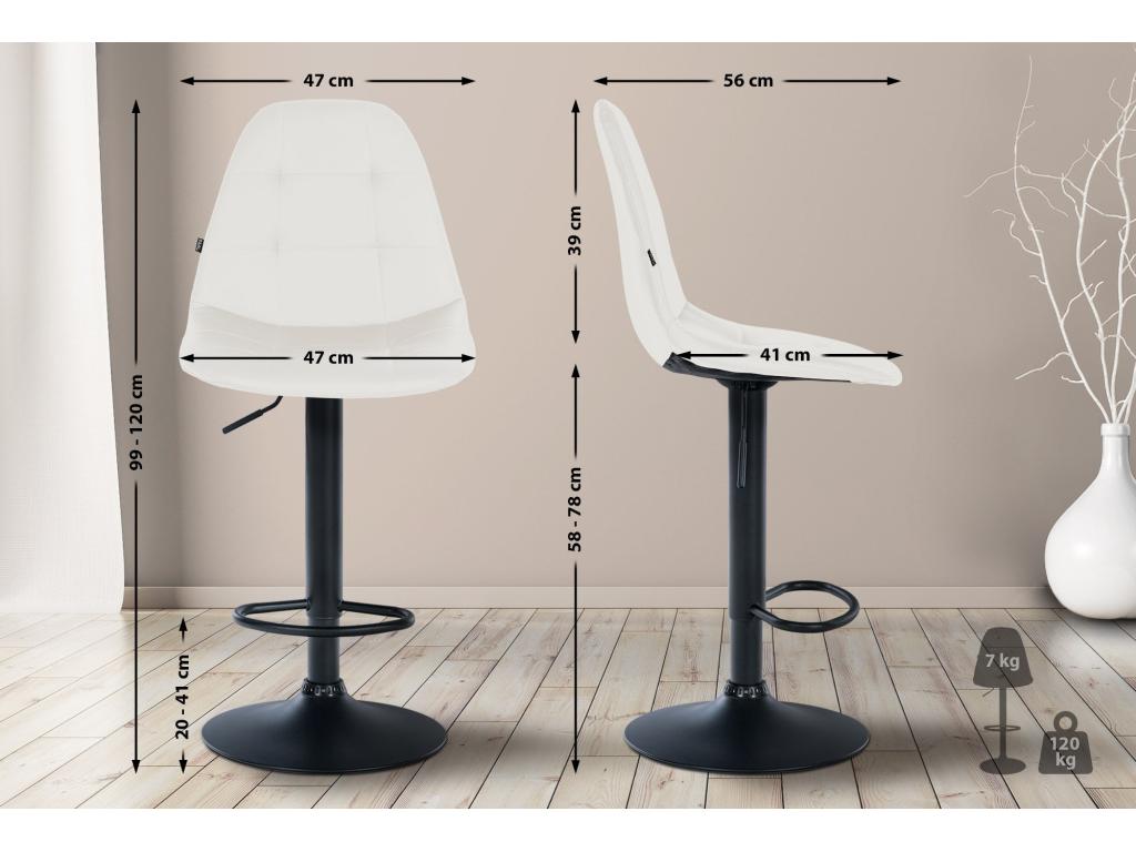 Bar stool x1, white metal, 47x56x58 cm, 10 0004819 LVYU71072