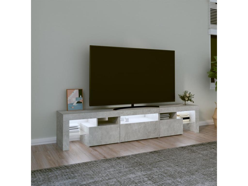 TV stand with LED lighting, concrete grey, 200x36.5x40 cm, TKWQ27729