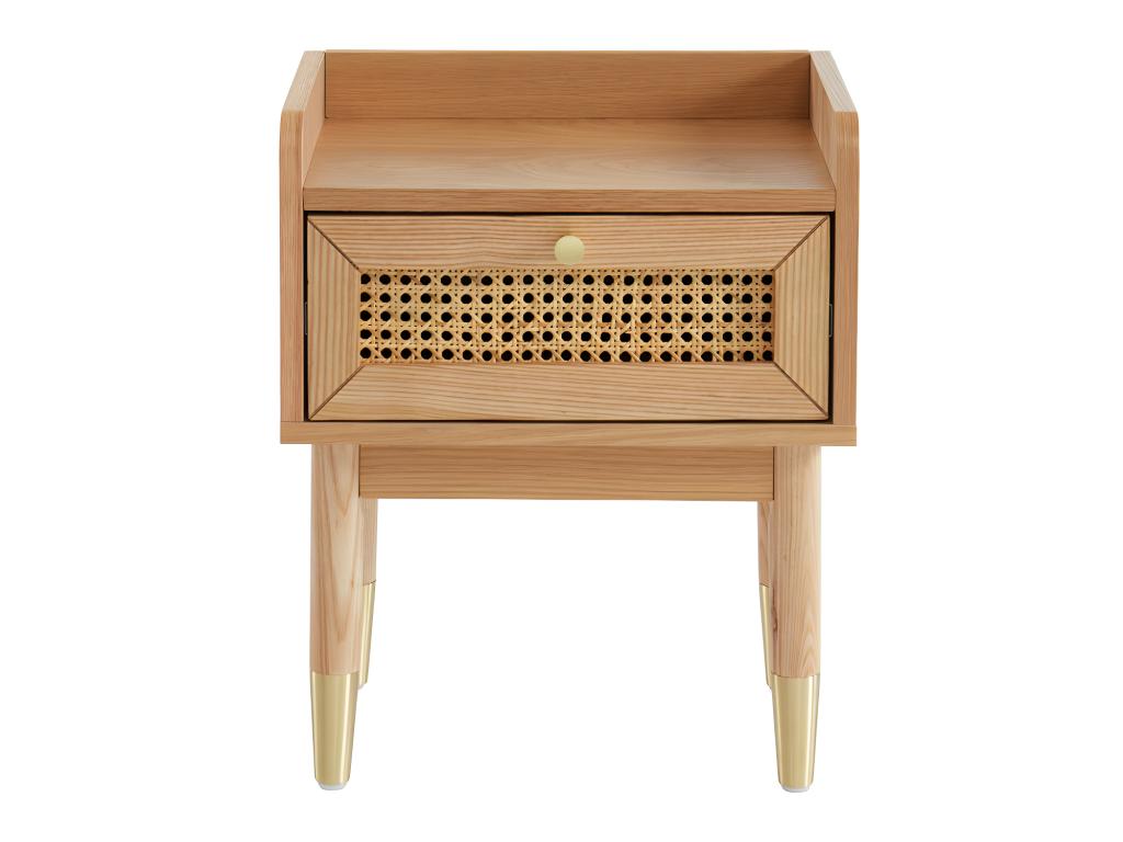 Elariva - Bedside table with 1 drawer in wood and cane - Light wood VHMV51746