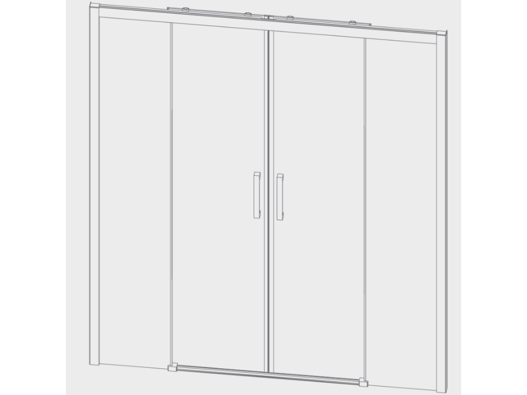 Shower enclosure with 2 fixed glass panels and 2 sliding doors S400 155 cm Without side panel ZUTM30408