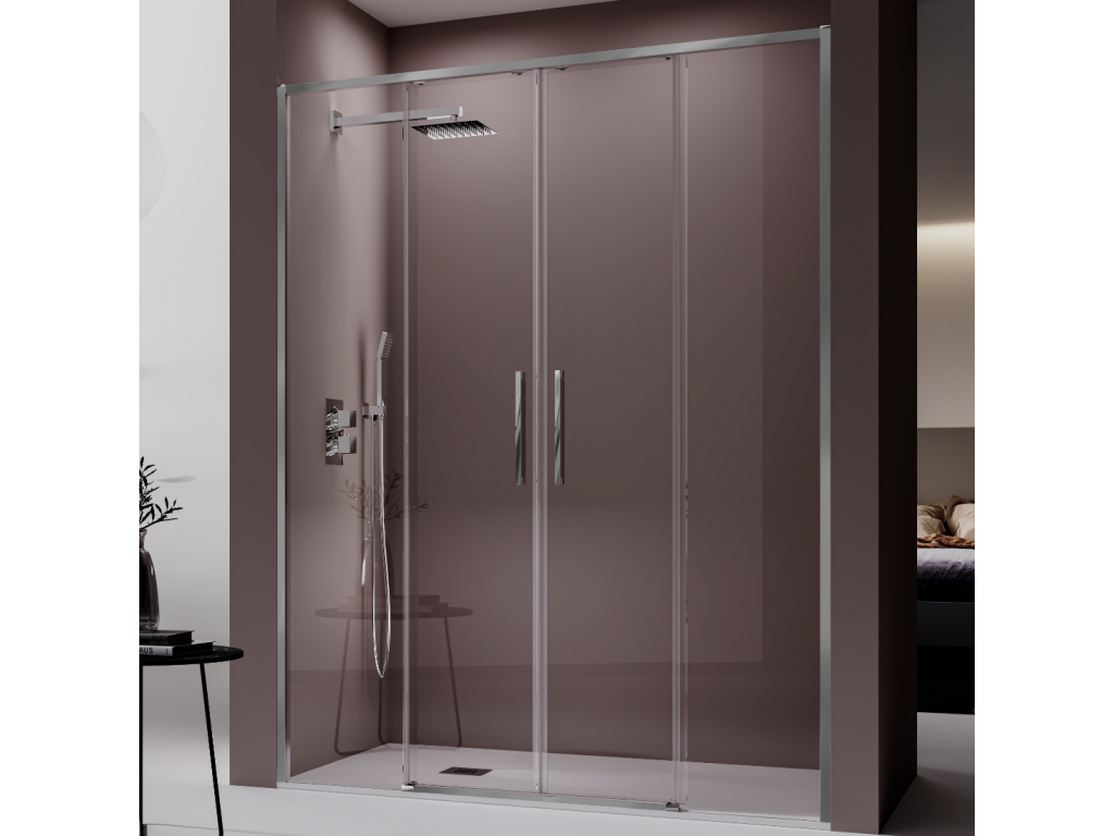 Shower enclosure with 2 fixed glass panels and 2 sliding doors, 141-143.6 cm, ZCDM47527