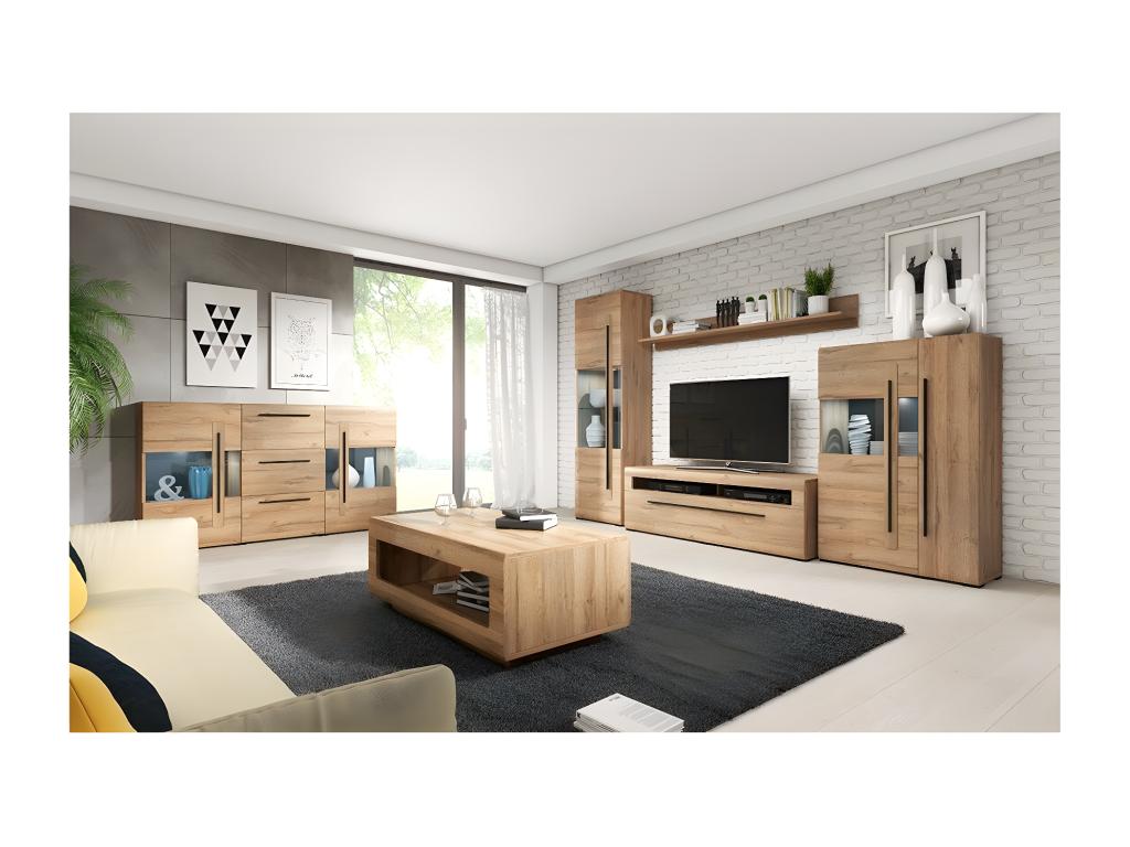 Designer wall shelf, 160cm, oak finish - Elariva Collection. SCSJ07196