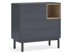 Elariva - 4-drawer chest with 1 niche, made of wood, W90xH90cm, Colour - Anthracite Grey OBMX38321