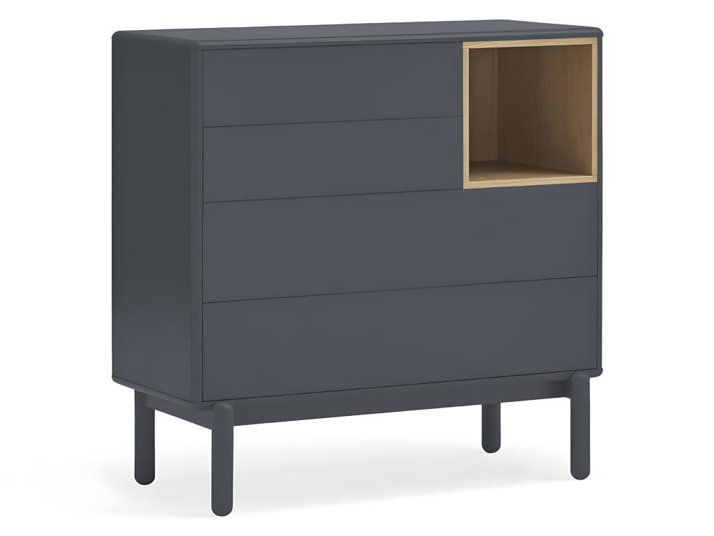 Elariva - 4-drawer chest with 1 niche, made of wood, W90xH90cm, Colour - Anthracite Grey OBMX38321