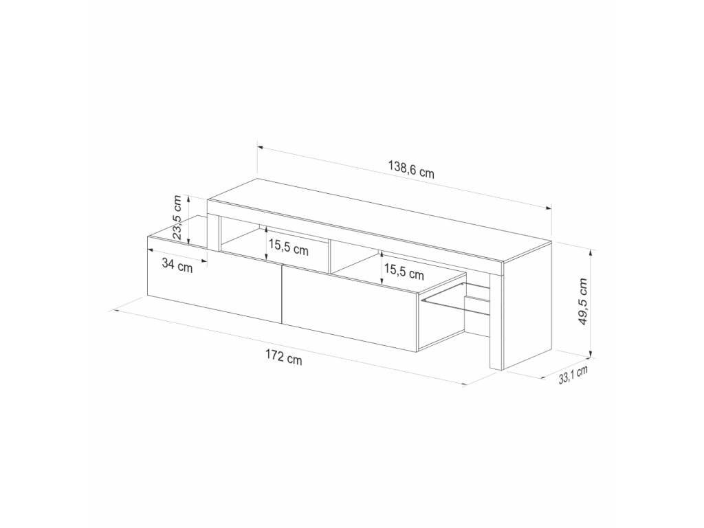 TV stand - 172 cm oak - with LED - Elariva ZMYQ38817