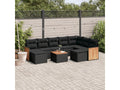 10-piece garden furniture set with cushions, black woven resin VZXN71952