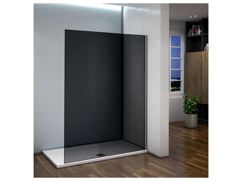 Dark 100x200cm walk-in shower screen - 8mm tempered glass with anti-limescale coating, without support bar LEYB28760